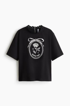 H&M T-Shirt mit Stickerei - Schwarz/Wuthering Heights