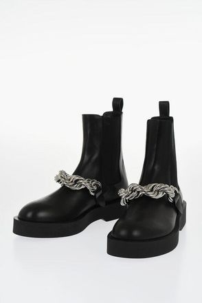 Jil Sander Stivaletti Chelsea in Pelle con Dettaglio Chain taglia 43
