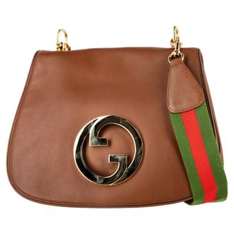 Gucci Pre-owned Womens Medium Blondie Flap Shoulder Bag in Brown Leather - Mocha - One Size