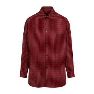 Balenciaga Flanellen Overshirt - Heren - Overhemden - Rood - Maat: S Flanel