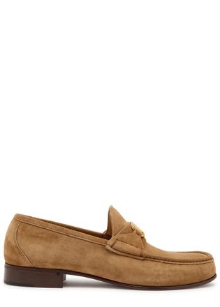 Valentino Garavani Signature Vlogo Suede Loafer - Tan - 44 (IT44 / UK10)