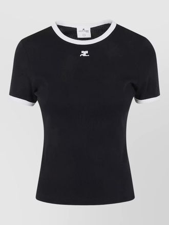 Courr&egrave;ges contrast logo cotton t-shirt