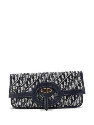 Dior Fold Over Oblique Canvas clutch bag - Blu