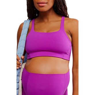 Free People x Hatch Never Better Square Neck Maternity Sports Bra in Fluorenscent Berry at Nordstrom Rack, Size X-Small