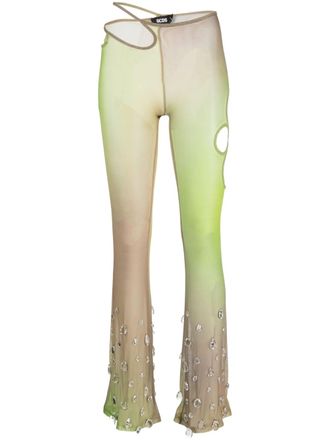 GCDS Sita crystal-drop tulle trousers - Green