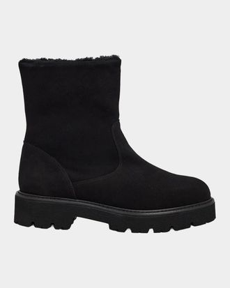 Aquatalia 40mm Eloise Shearling-Lined Suede Ankle Boots