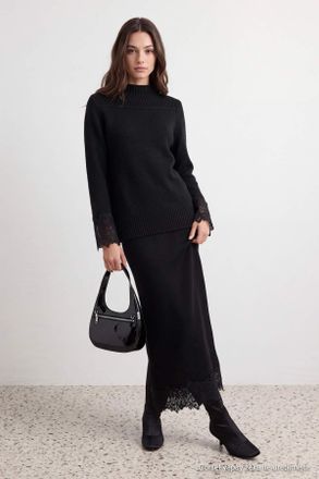 Trendyol Modest Dames Zwart Effen Lang, Los Modest Tweedelig Set