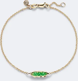 Sydney Evan Pulsera Pea Pod de oro de 14 ct con jades