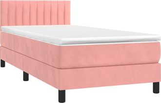 vidaXL Cama Box Spring Con Colch&oacute;n Terciopelo Rosa 80x200 Cm Vidaxl