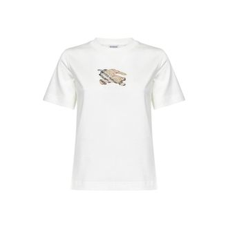 Burberry EKD Check Cotton T-shirt - female - Burberry - T-Shirts - White - XS - Tops