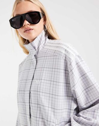 adidas Originals top da tuta a quadri grigio