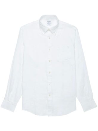 Brooks Brothers Button-down linnen overhemd - Wit