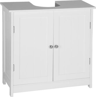 Woltu Woltu Armadietto Da Bagno Sotto Lavello Mobile Bagno Con Ante E Ripiano Interno Bianco