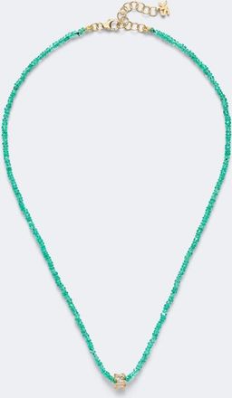 Suzanne Kalan Infinite 18kt gold beaded necklace with emeralds and diamonds