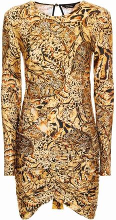 Just Cavalli Jurken - Dames - Korte kleedjes - Geel - XS - Polyester - Kleedjes