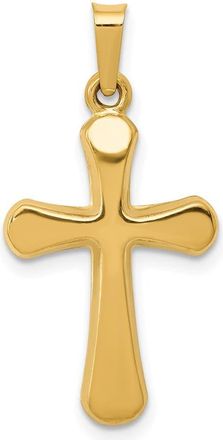 Diamond2Deal 14k Yellow Gold Polished Rounded Cross Pendant