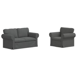 vidaXL Juego De Sof&aacute; 2 Uds. Gris Oscuro Tela Vidaxl