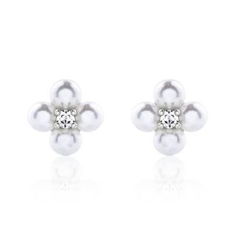 Unique Blüten Ohrstecker aus 925er Silber Zirkonia Perlen