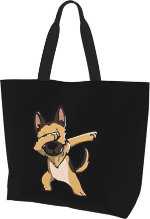 AOOEDM German Shepherd Ladies Canvas Tote Reusable Shopping Bag