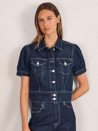 Paige Paige Puff-sleeve Short Denim, Emberlynn Blue, XS