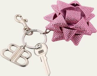 Balenciaga Pink Crystal Gifting Bow Key Ring Bag Charm
