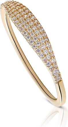 MAX + STONE 14k Gold Pav&eacute; Lab Grown Diamond Thin D&ocirc;me Ring