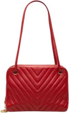 Chanel Pre-owned Quilted Lambskin Shoulder Bag - Dames - Vintage Schoudertas - Rood - ONE Size - Leer - Vintage