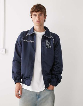 New Era LA Dodgers - Giacca bomber stile college in raso navy-Blu navy