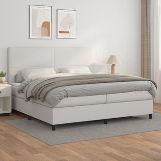vidaXL Vidaxl - Cama Box Spring Con Colch&oacute;n Cuero Sint&eacute;tico Blanco 200x200 Cm