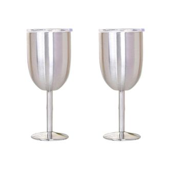 OEM 2 Copas De Vino De Acero Inoxidable De Doble Capa, Vaso De Color, Capacidad, Duraderas, Color Plata