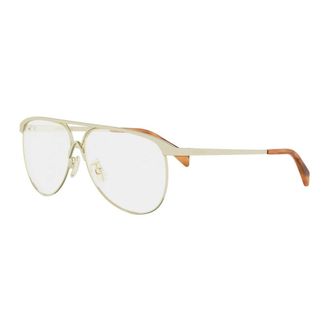 Celine Semi-shiny Metal Pilot Eyeglasses - female - CELINE - Glasses - Yellow - 59 MM - Accessories