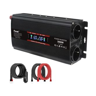 OEM Inversor De Onda Sinusoidal Modificada, Dos Puertos Usb, 3000 W, 12 V/24 V, Color Negro