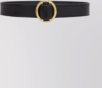 Saint Laurent smooth leather belt featuring gold-tone buckle