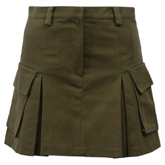 Frankie Shop Audrey Pleated Mini Skirt in Green Cotton