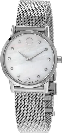 Movado Museum Classic Quartz Diamond White Mother of Pearl Dial Ladies Watch 0607491