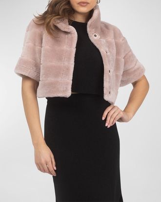 Gorski Reversible Lamb Shearling Bolero Jacket With Cropped Sleeves