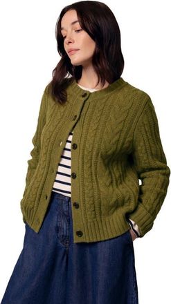 Celtic & Co. Merino Wool Cable Knit Cardigan in Moss at Nordstrom, Size X-Large