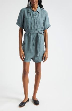 ATM Anthony Thomas Melillo Washed Linen Romper in Black at Nordstrom Rack, Size Small