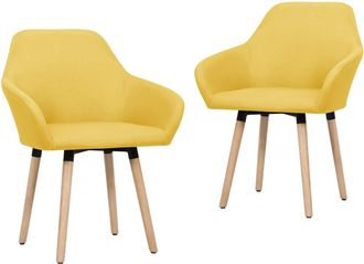 vidaXL Sillas De Comedor 2 Unidades Tela Amarillo Vidaxl