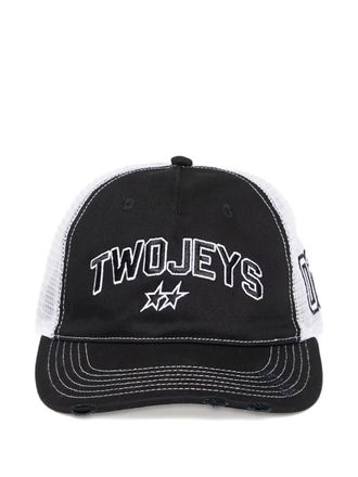 TwoJeys distressed-mesh trucker cap - men - Polyester/Cotton - One Size - Black