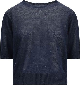 Brunello Cucinelli Blue Cotton Womens Sweatshirt
