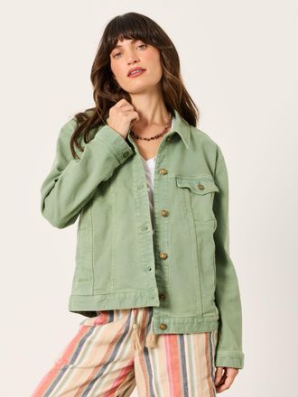 Fat Face FatFace Tasha Green Regular Oversized Denim Jacket