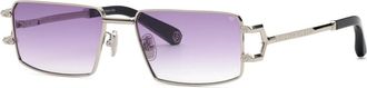 Philipp Plein SPP245 0579 Womens Sunglasses Silver Size 58