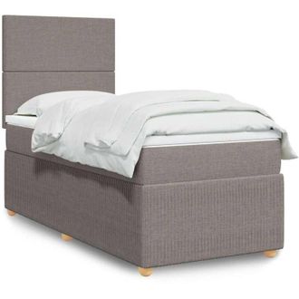 vidaXL Cama Box Spring Con Colch&oacute;n Tela Gris Taupe 90x200 Cm Vidaxl