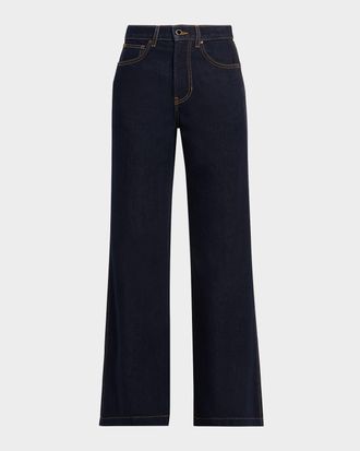 Veronica Beard Kasey Mid-Rise Wide-Leg Jeans