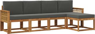 vidaXL Conjunto De Sof&aacute;s De Exterior 5 Uds. Natural Y Antracita Vidaxl