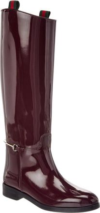 Gucci Slim Horsebit Patent Riding Boot