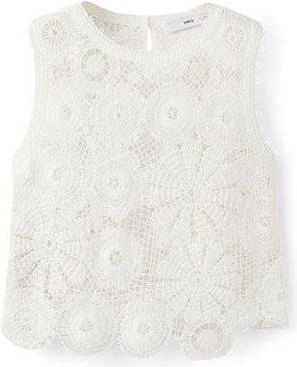 Mango Open Stitch Tank in Natural White at Nordstrom, Size X-Small