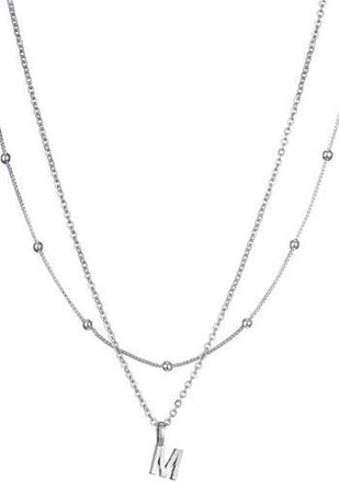 Adornia Initial Pendant Layered Chain Necklace in Silver-M at Nordstrom Rack