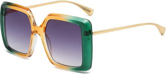 Generic Oversized Double Color Gradient Sunglasses For Women Fashion Shades UV400 Punk Men Sun Glasses,Yellow Green Gray 2026